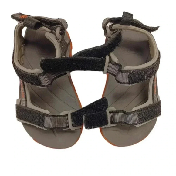 Teva Velcro Open Toes Black Grey Orange Sandals Size 8 - Picture 3 of 6